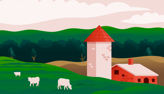 扁平风格农场景观矢量素材(AI/EPS)