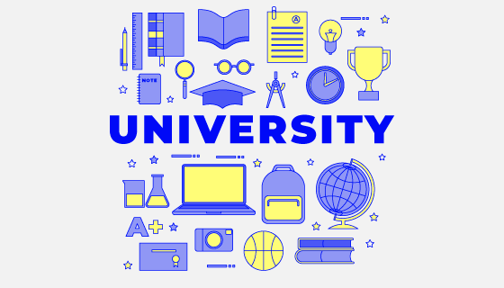 扁平风格大学元素矢量素材(AI/EPS/PNG)