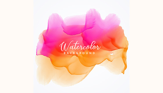粉色和橙色水彩染色背景矢量素材(EPS)