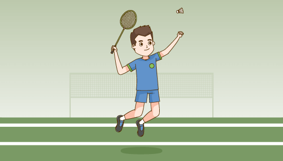 扁平风格羽毛球运动员矢量素材(AI/EPS)