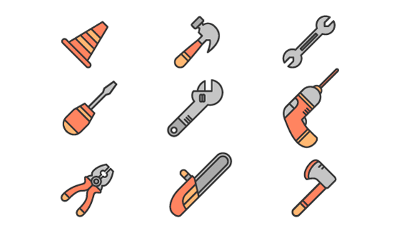 扁平风格劳动工具矢量素材(AI/EPS/PNG)