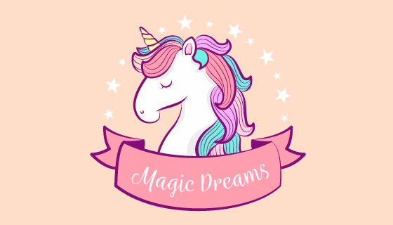 手绘可爱独角兽矢量素材(AI/EPS/PNG)