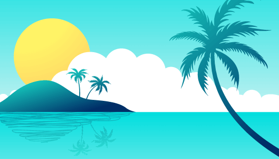 清爽夏日海滩背景矢量素材(EPS)