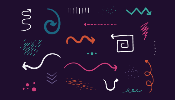 涂鸦风格箭头结合矢量素材(EPS/PNG)