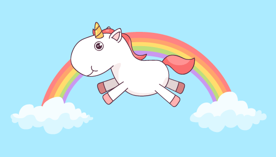 手绘卡哇伊独角兽矢量素材(AI/EPS/PNG)