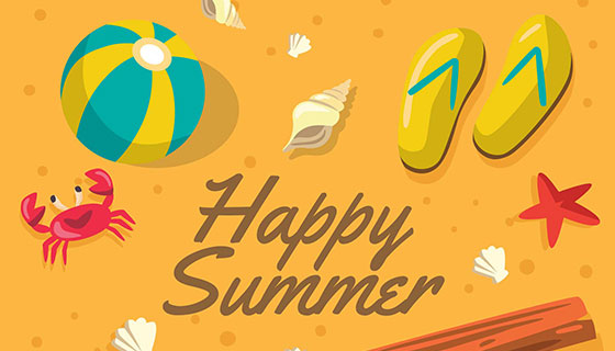 海边夏天元素矢量素材(EPS/AI)