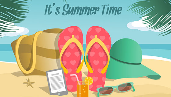 夏天元素海滩背景矢量素材(EPS/AI)