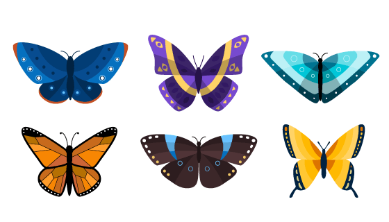 扁平风格漂亮蝴蝶矢量素材(AI/EPS/PNG)