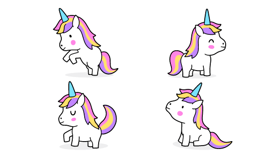 卡哇伊独角兽矢量素材(AI/EPS/PNG)