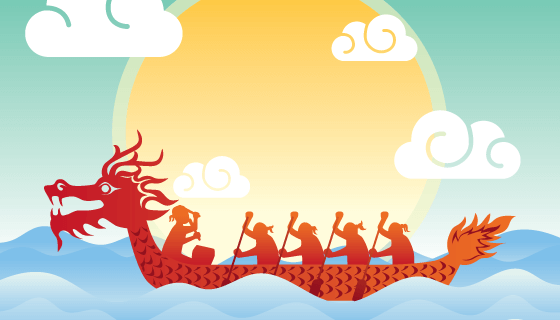 赛龙舟端午节背景矢量素材(EPS/SVG)