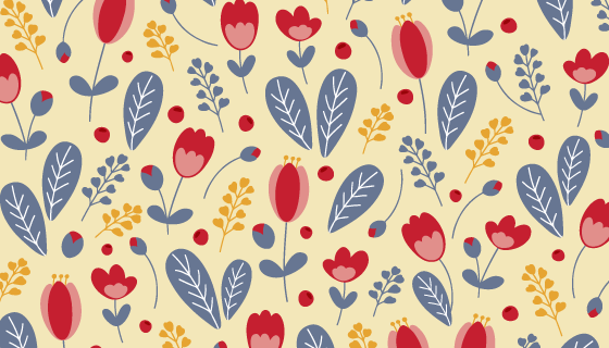 手绘多彩花卉背景矢量素材(AI/EPS/PNG)