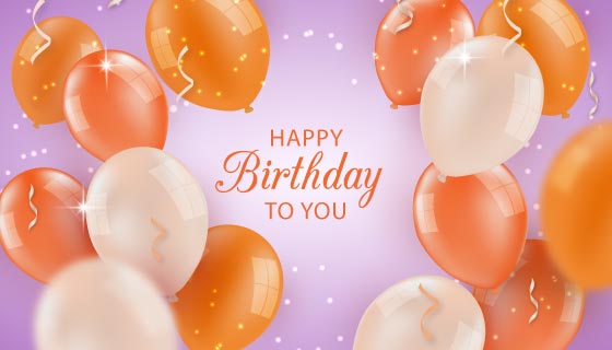 逼真气球设计生日快乐背景矢量素材(EPS)