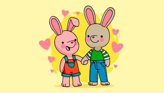 手绘兔子设计友谊日矢量素材(AI/EPS/PNG)