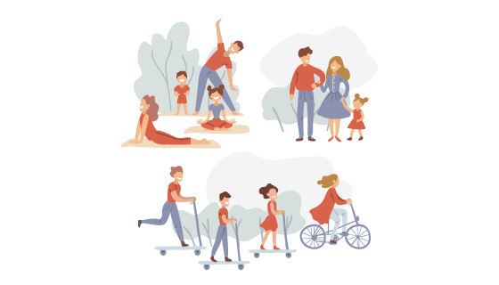 公园里活动的人们矢量素材(AI/EPS/PNG)