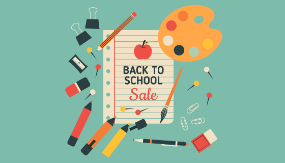 学习工具设计开学季矢量素材(AI/EPS/PNG)