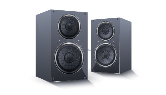 逼真的黑色扬声器矢量素材(AI/EPS)