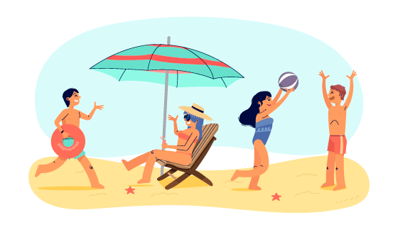 尽情享受夏天的人们矢量素材(AI/EPS/PNG)