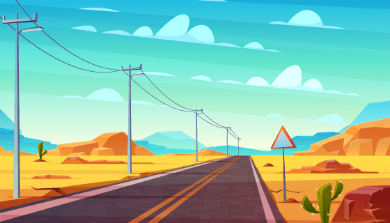 卡通风格空旷的公路矢量素材(EPS)