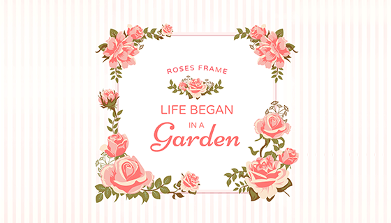 玫瑰花装饰框架矢量素材(EPS/AI)