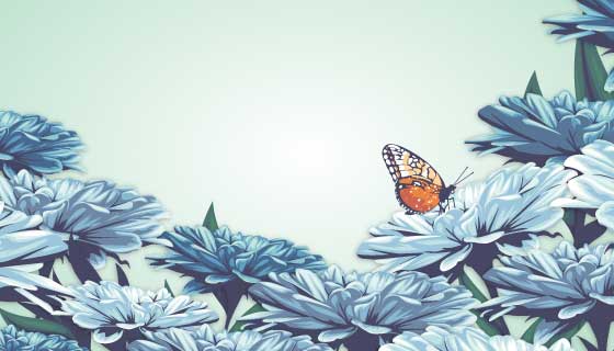 逼真的花卉蝴蝶背景矢量素材(AI/EPS)