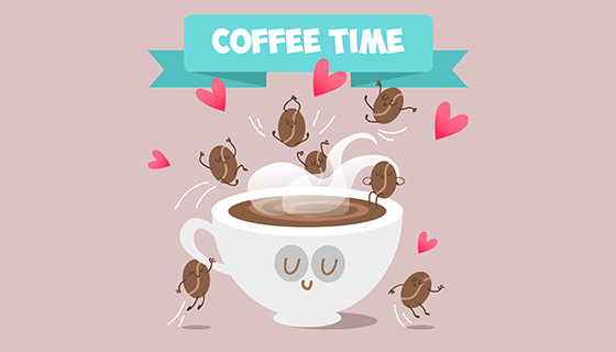 卡通咖啡时间矢量素材(EPS)