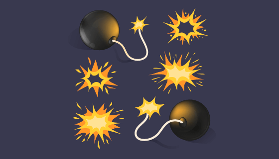 卡通风格炸弹爆炸效果矢量素材(AI/EPS/PNG)