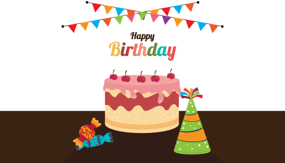 美味蛋糕设计生日快乐矢量素材(EPS)