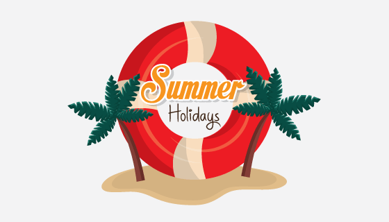 红色游泳圈设计夏季节日矢量素材(EPS/PNG)