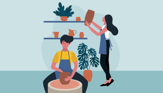 做陶瓷的人们矢量素材(AI/EPS)