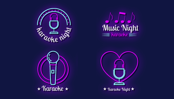 卡拉OK霓虹灯矢量素材(AI/EPS/PNG)