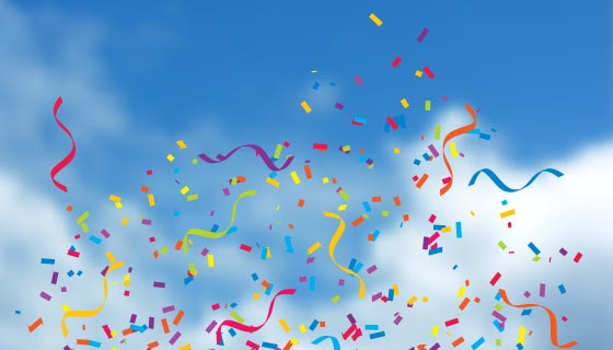 五彩纸屑和飘带背景矢量素材(EPS)