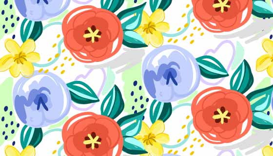 抽象彩绘花卉背景矢量素材(AI/EPS)