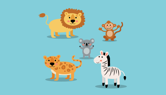 扁平风格可爱动物矢量素材(AI/EPS/PNG)