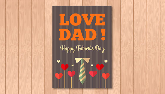 领带和爱心父亲节贺卡矢量素材(EPS/AI)