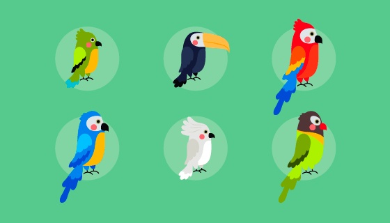 扁平风格异域鸟矢量素材(AI/EPS/PNG)