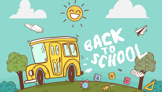 手绘开学返校背景矢量素材(AI/EPS)