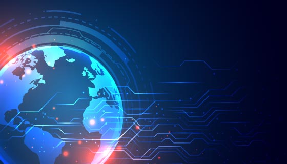 地球和电路图科技背景矢量素材(EPS)