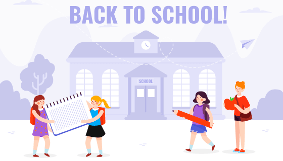 学生们欢乐返校矢量素材(AI/EPS)