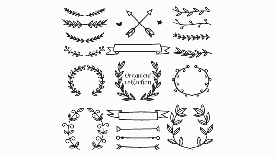 手绘风格装饰物品矢量素材(AI/EPS/PNG)