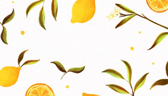 柠檬和柠檬叶子背景矢量素材(AI/EPS)