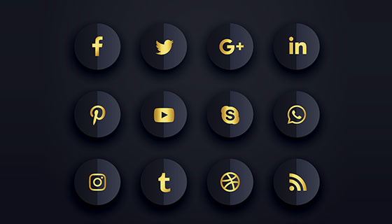 16个黑色圆形社交媒体图标矢量素材(EPS)