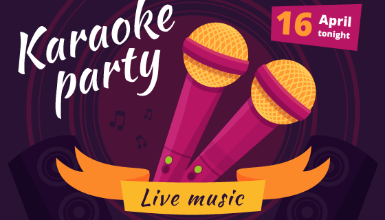 扁平风格卡拉OK麦克风矢量素材(EPS/AI)