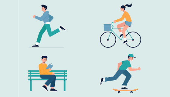 享受自由时间的人们矢量素材(EPS/AI/PNG)