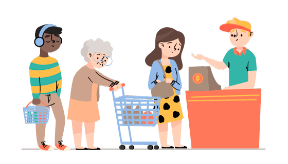 排队等待付款的人们矢量素材(AI/EPS/PNG)