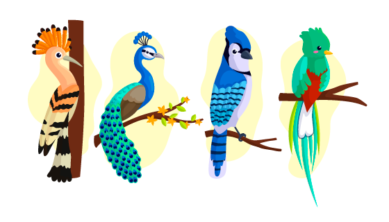奇珍异鸟矢量素材(AI/EPS/PNG)