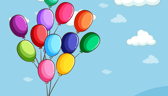 漂浮在天空种的彩色气球矢量素材(EPS/PNG)