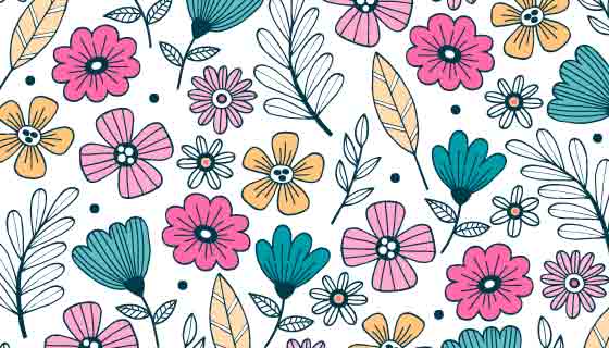 手绘花卉自然背景矢量素材(AI/EPS/PNG)