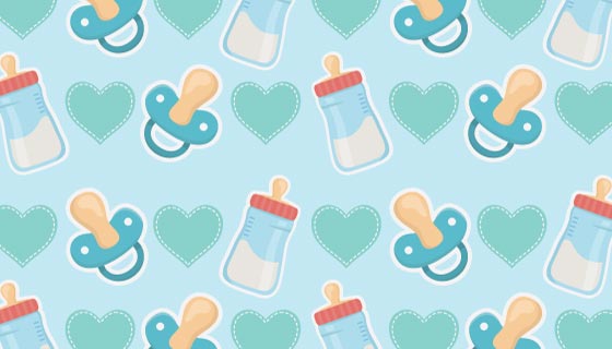婴儿奶瓶奶嘴图案背景矢量素材(EPS)