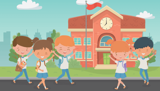 开心返校的儿童矢量素材(EPS)