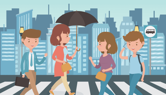 走在人行道上的白领们矢量素材(EPS)